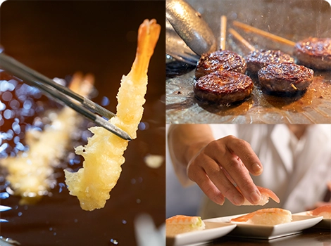 갓 만든 맛있는 라이브 주방